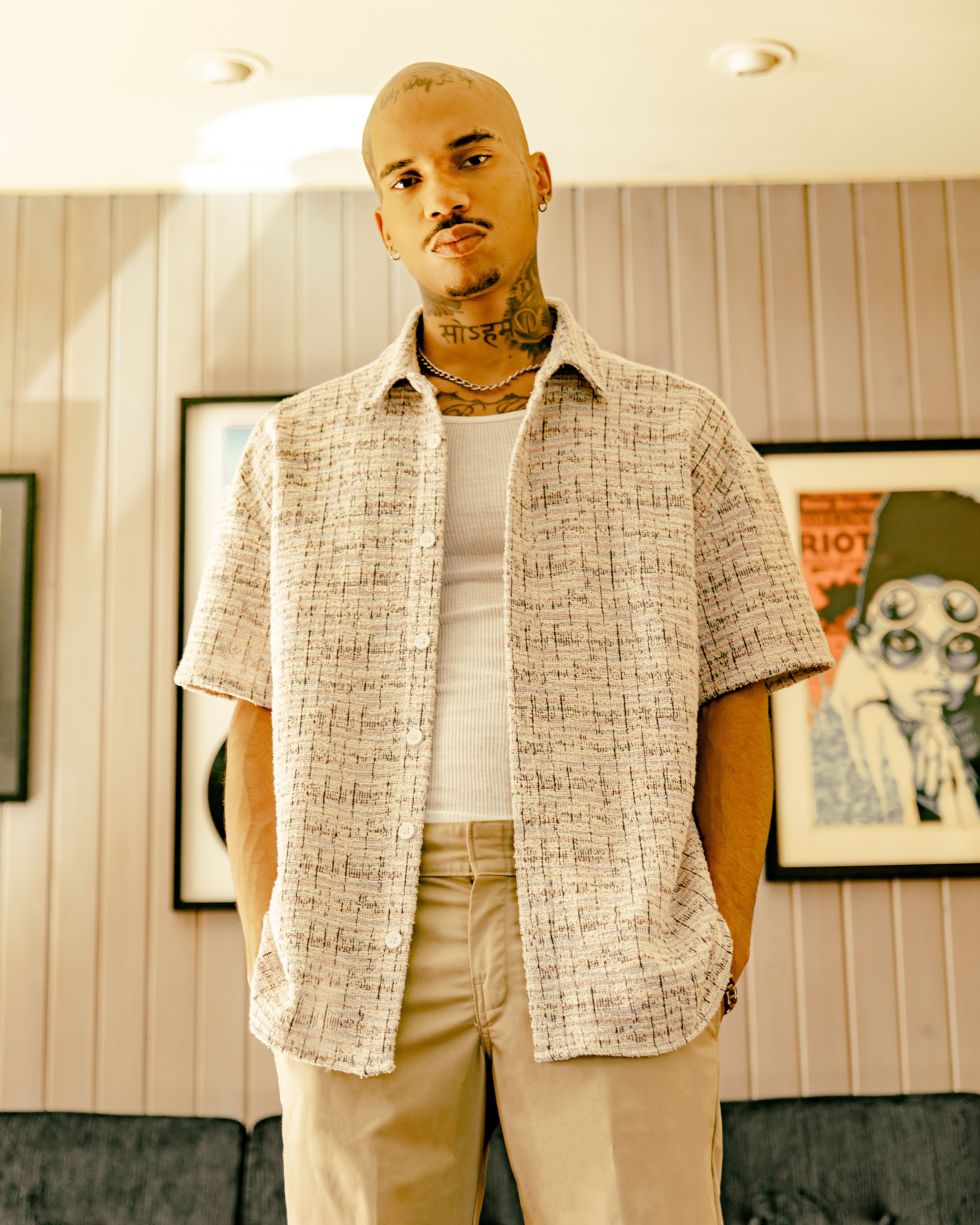 Boucle Short Sleeve Button-Down Shirt