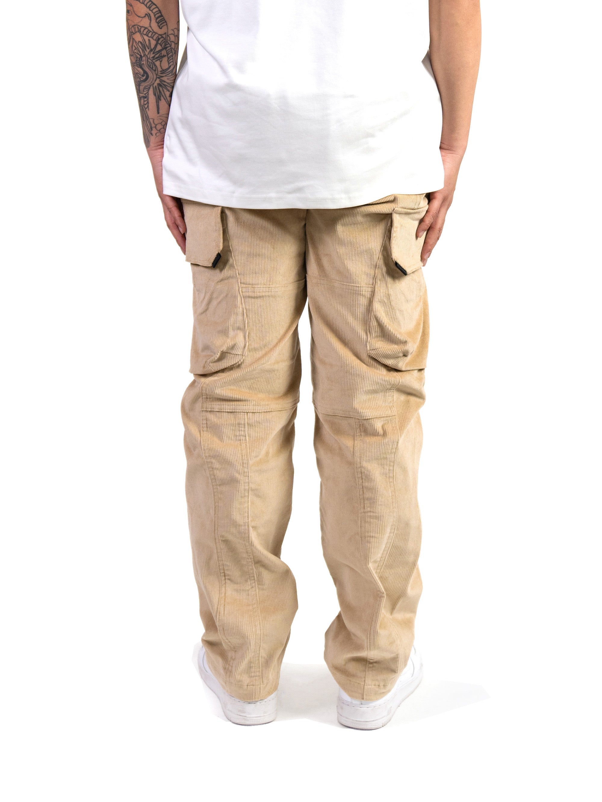 Beige Corduroy Cargo Pants