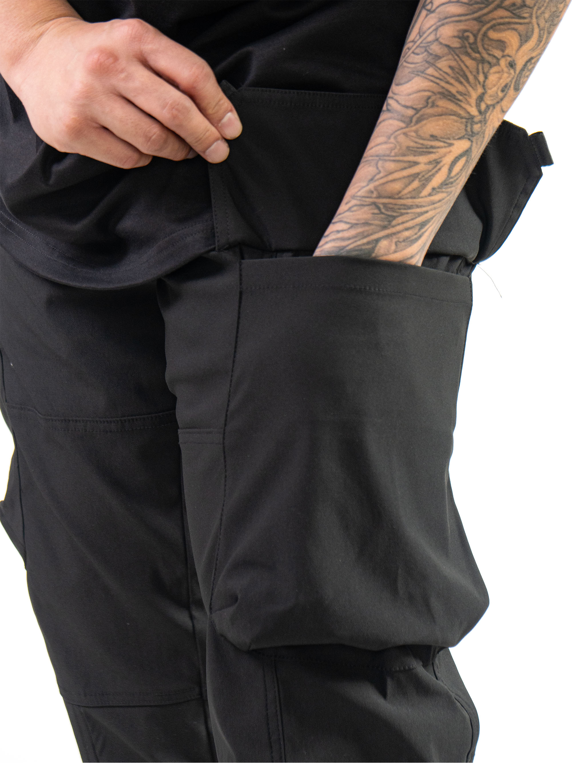 Black Nylon Cargo Pants