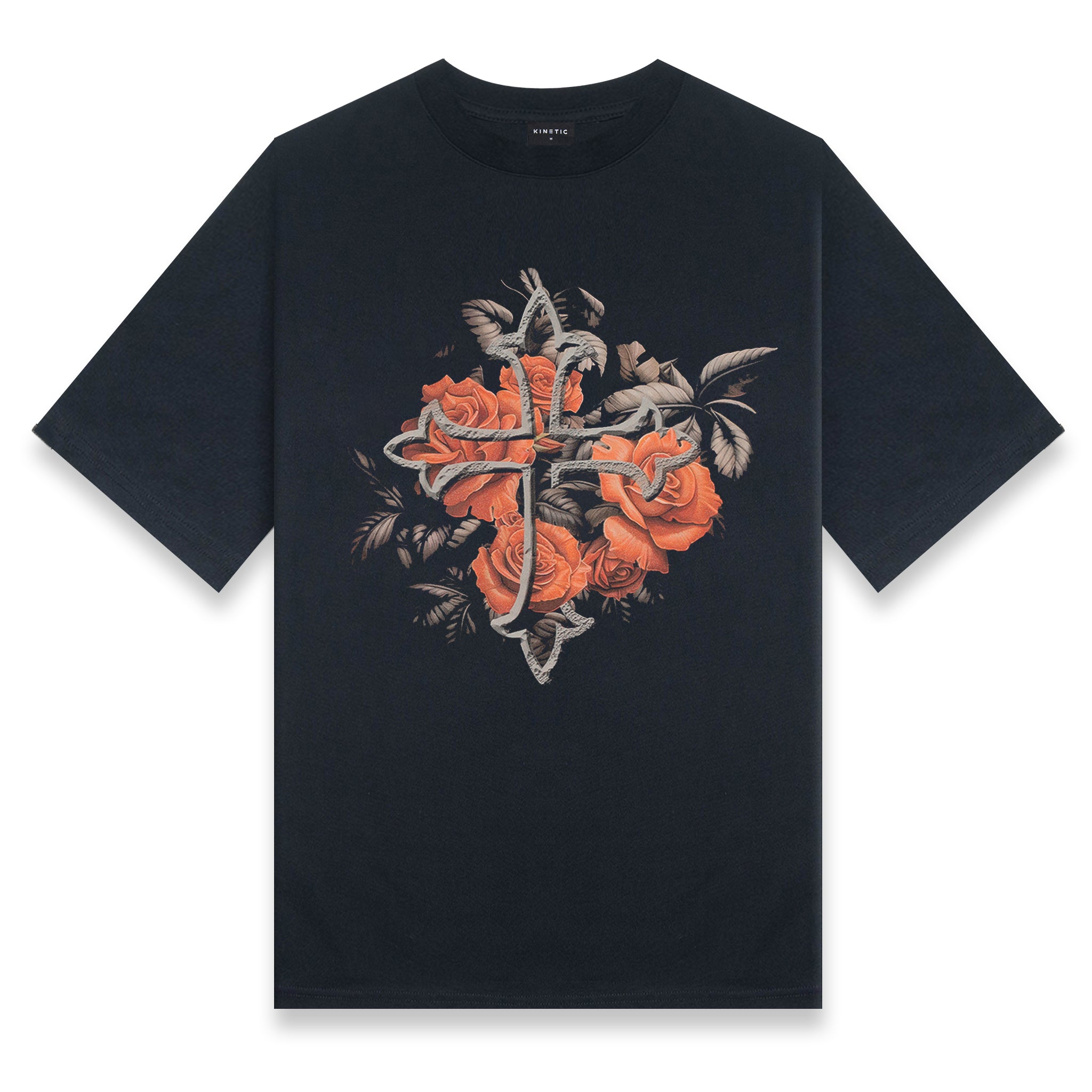 Black Rose Cross Oversized Shirt