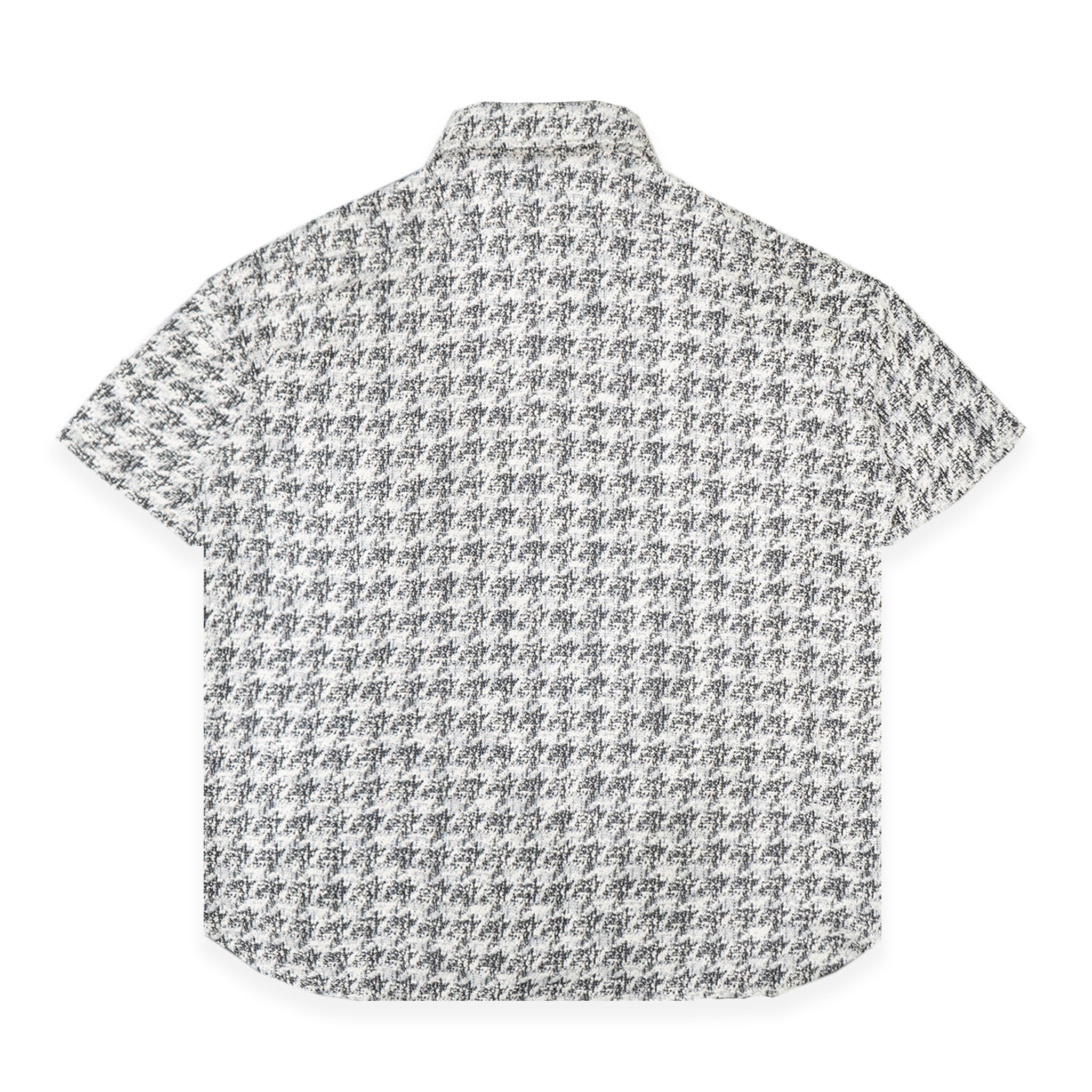Houndstooth Boucle Short Sleeve Button-Down Shirt