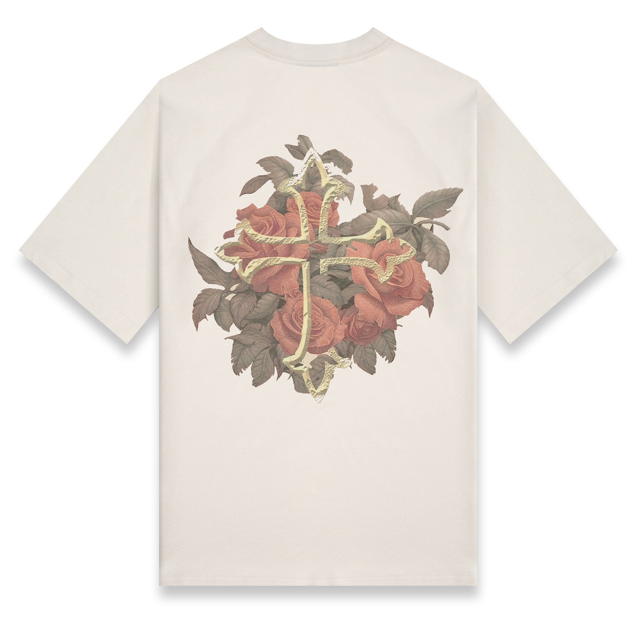 Cream Rose Cross Oversized Shirt