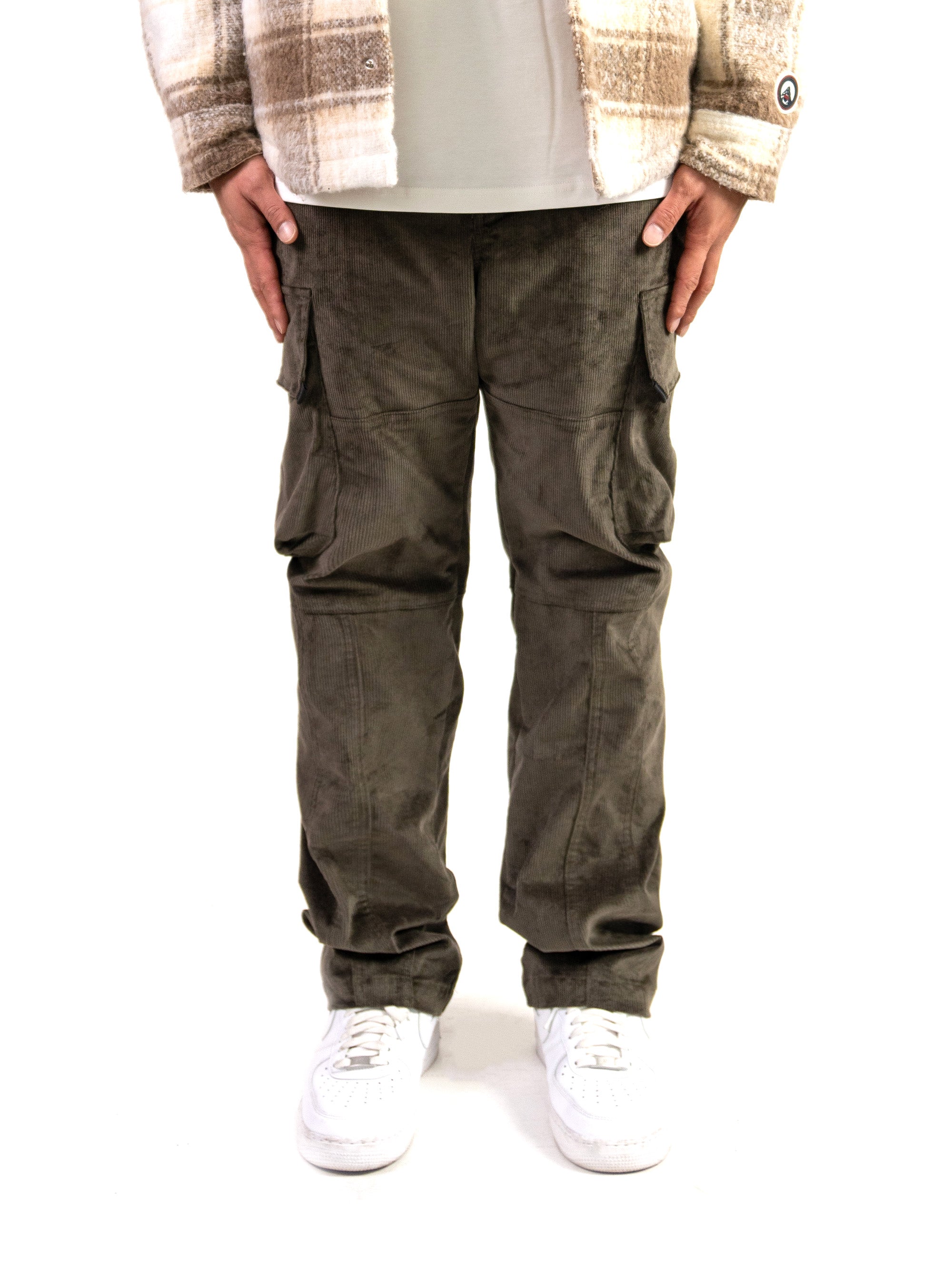Olive Corduroy Cargo Pants
