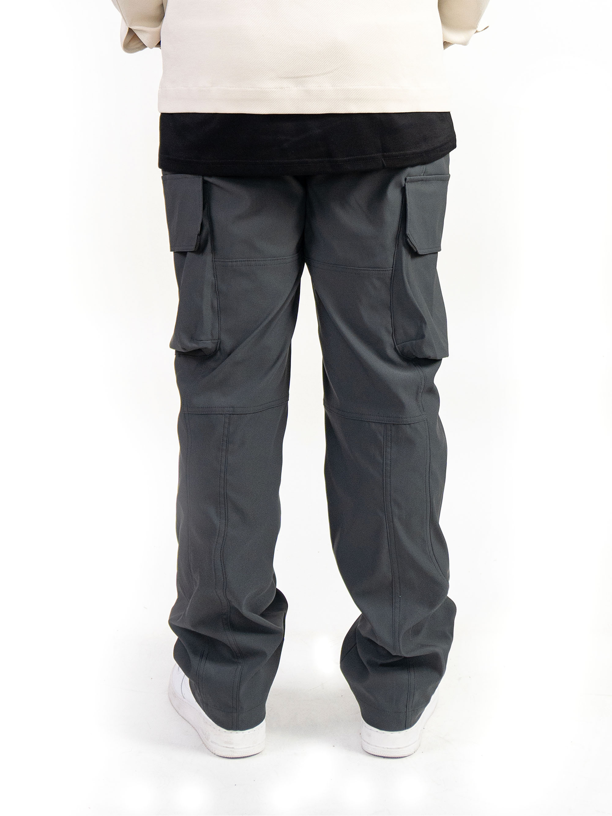Grey Nylon Cargo Pants
