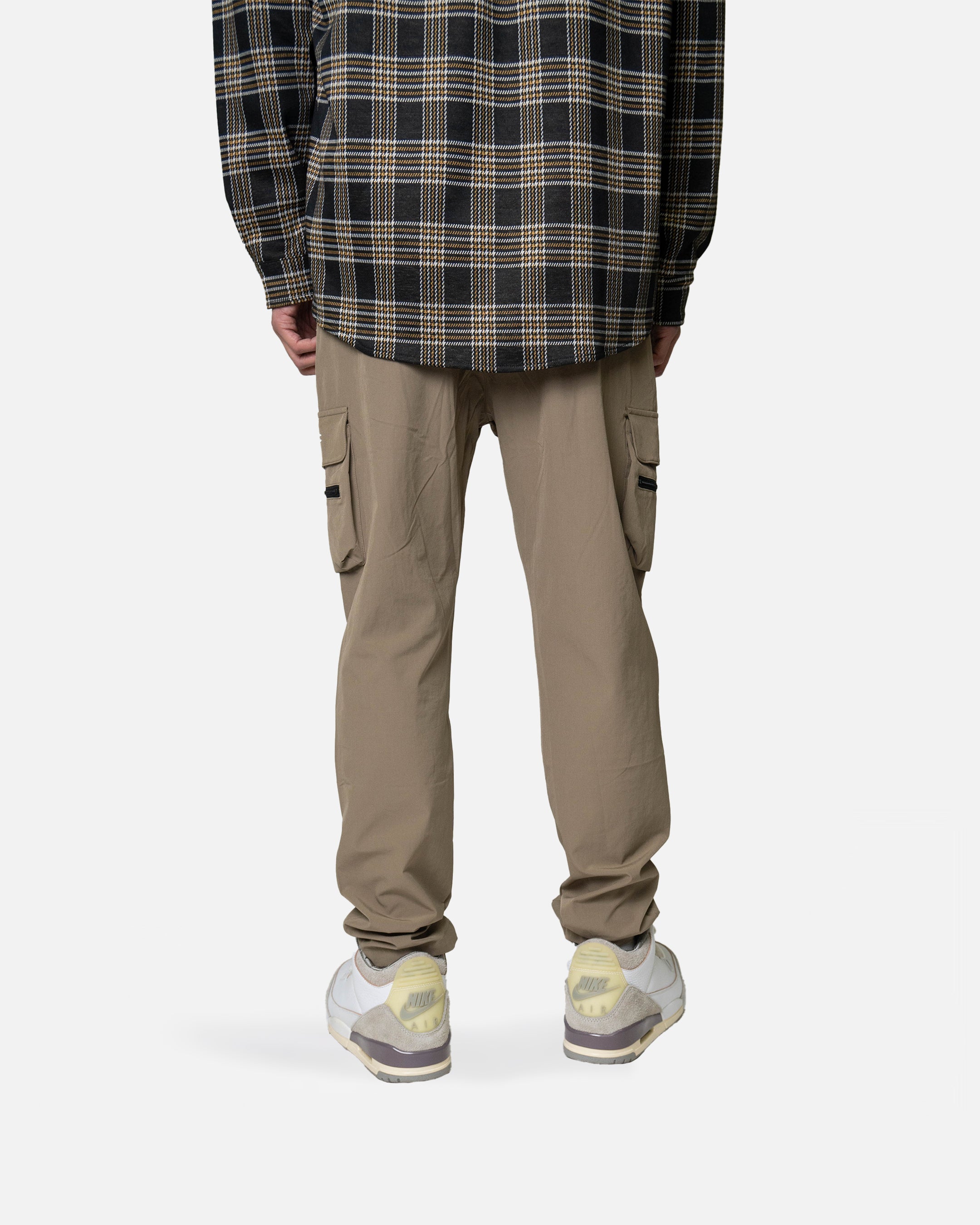 Mocha Taper Stretch Nylon Cargo Pants