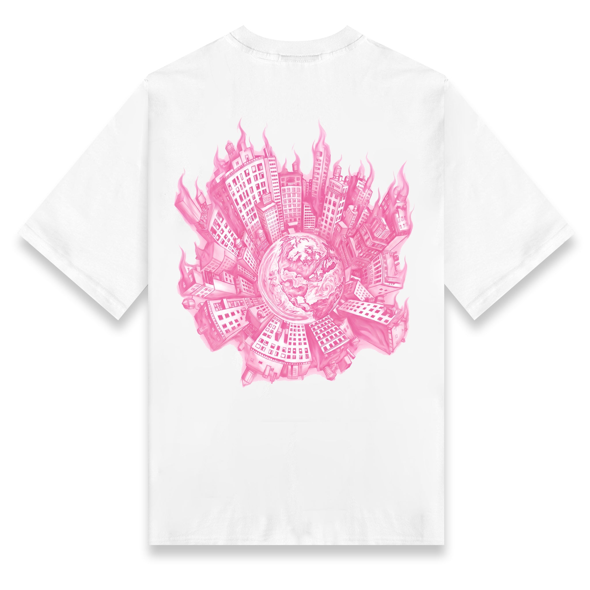 World in Flames White Oversized Shirt