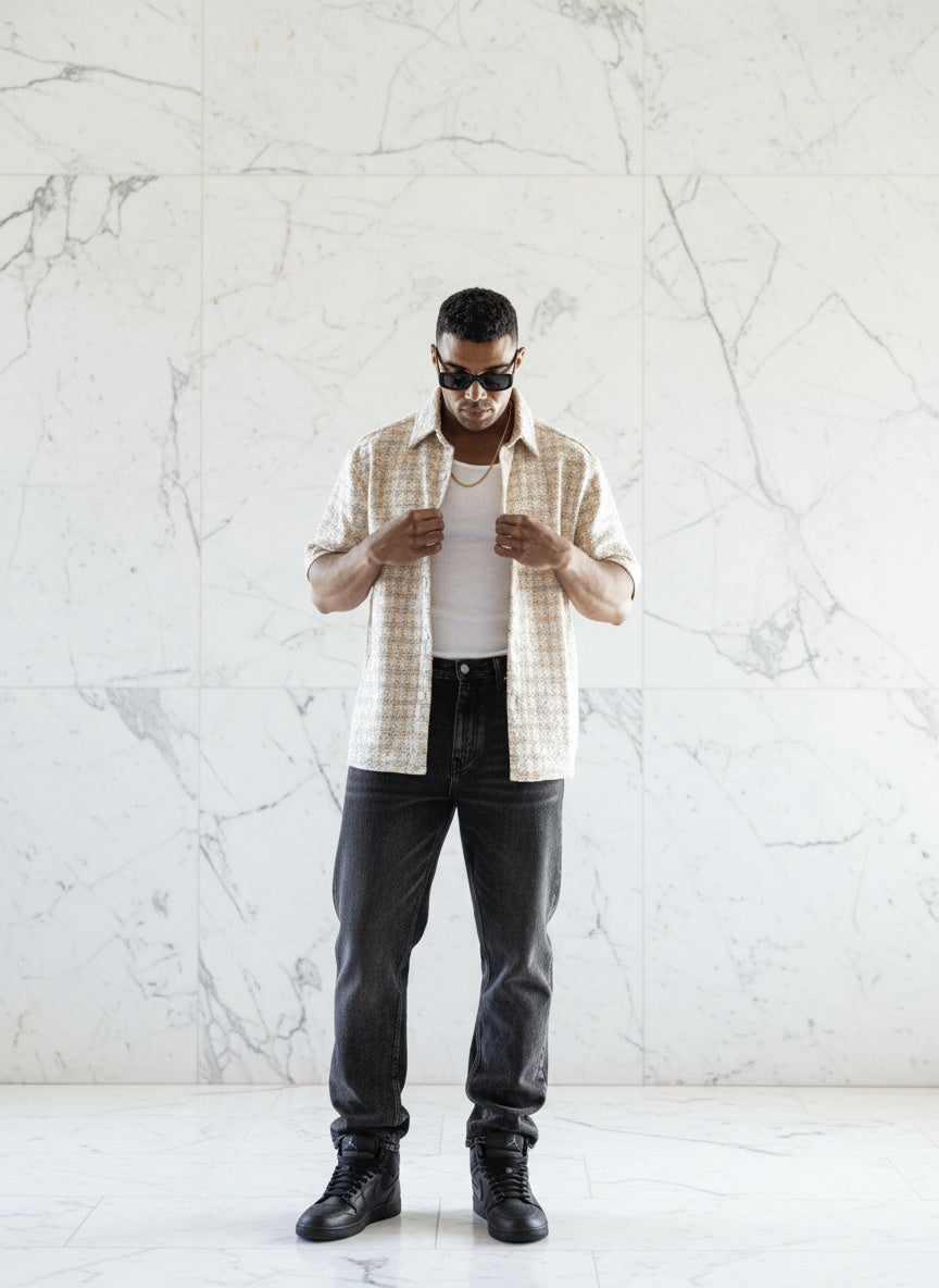 Boucle Pastel Mosaic Button Up Shirt