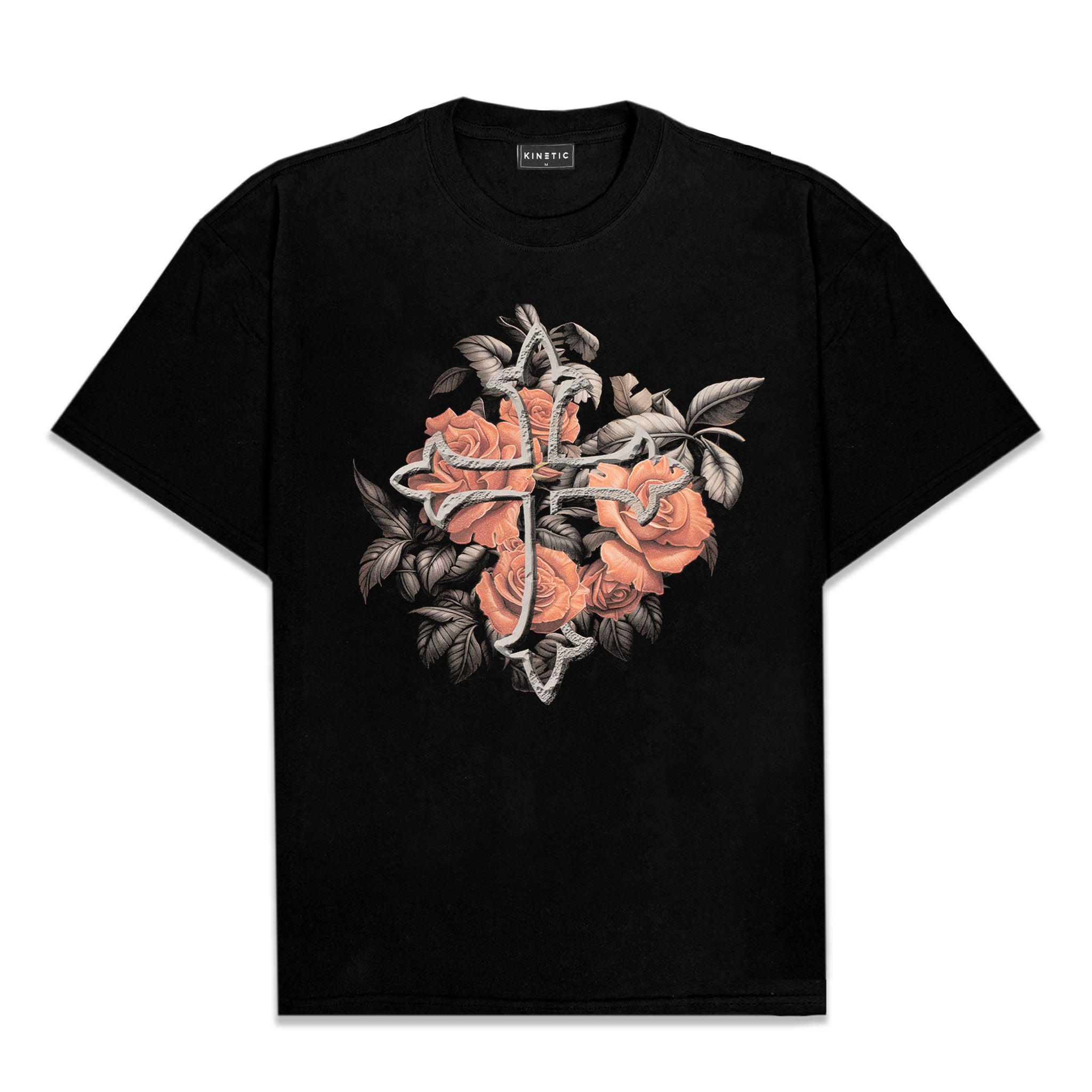 Black Rose Cross Oversized Shirt