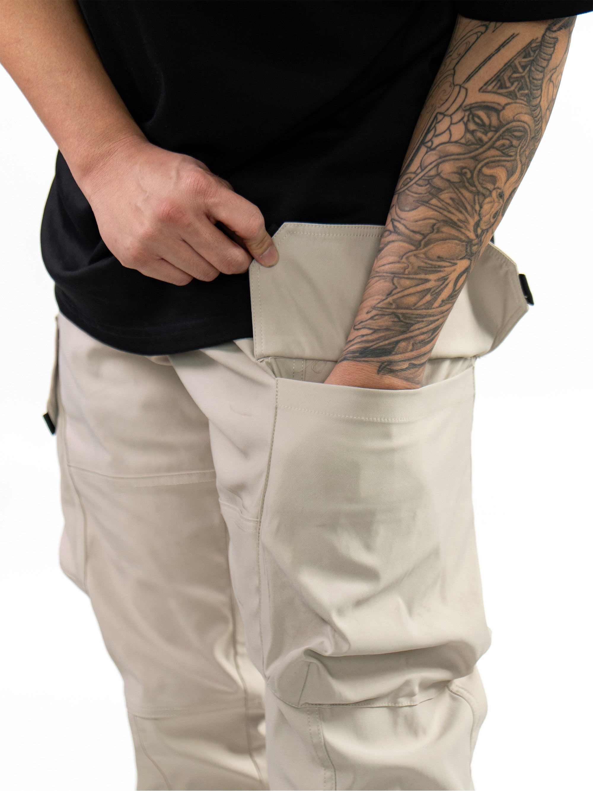 Stone Nylon Cargo Pants
