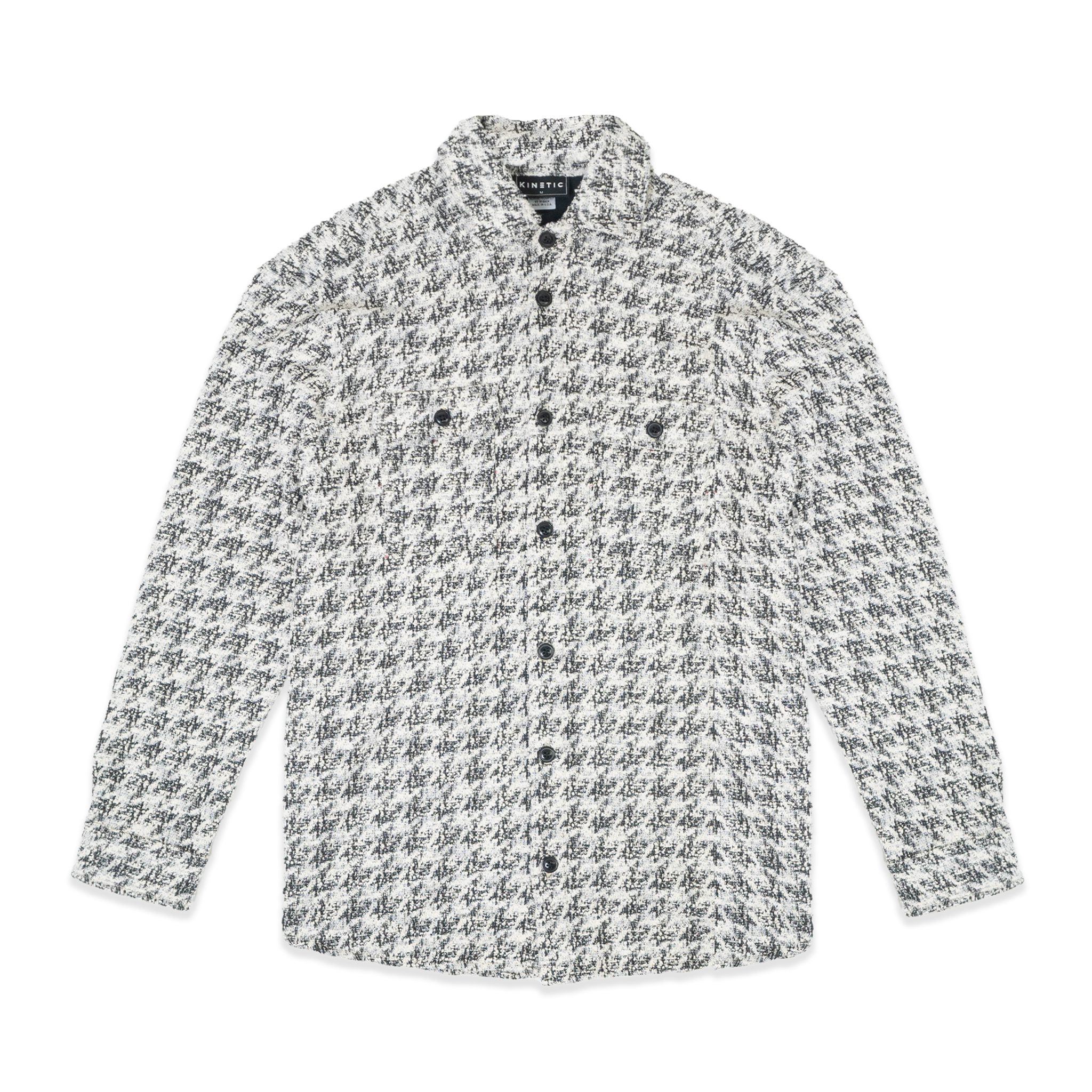 Houndstooth Boucle Long Sleeve Button-Down Shirt