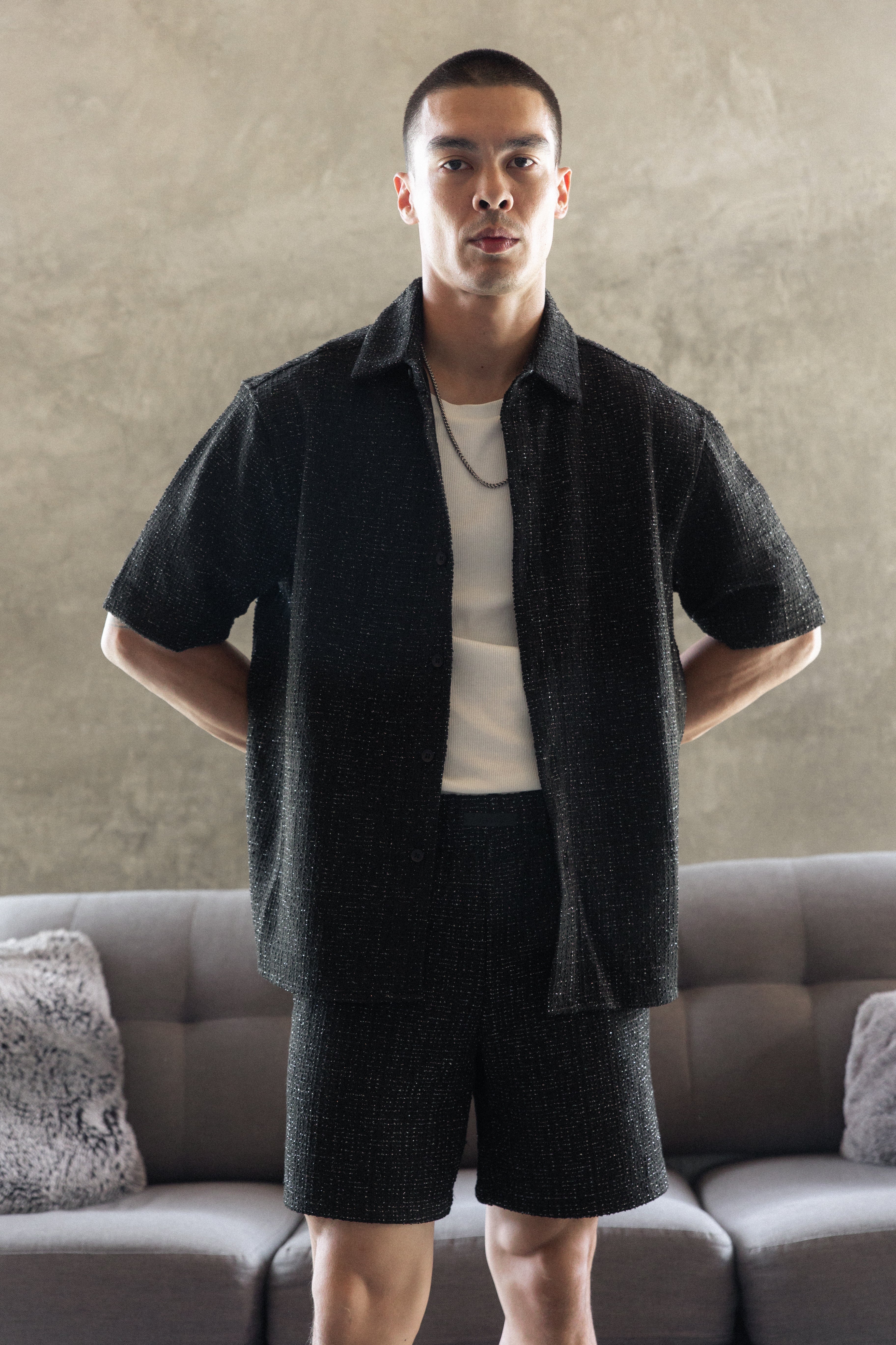 Boucle Spark Noir Button Up Shirt