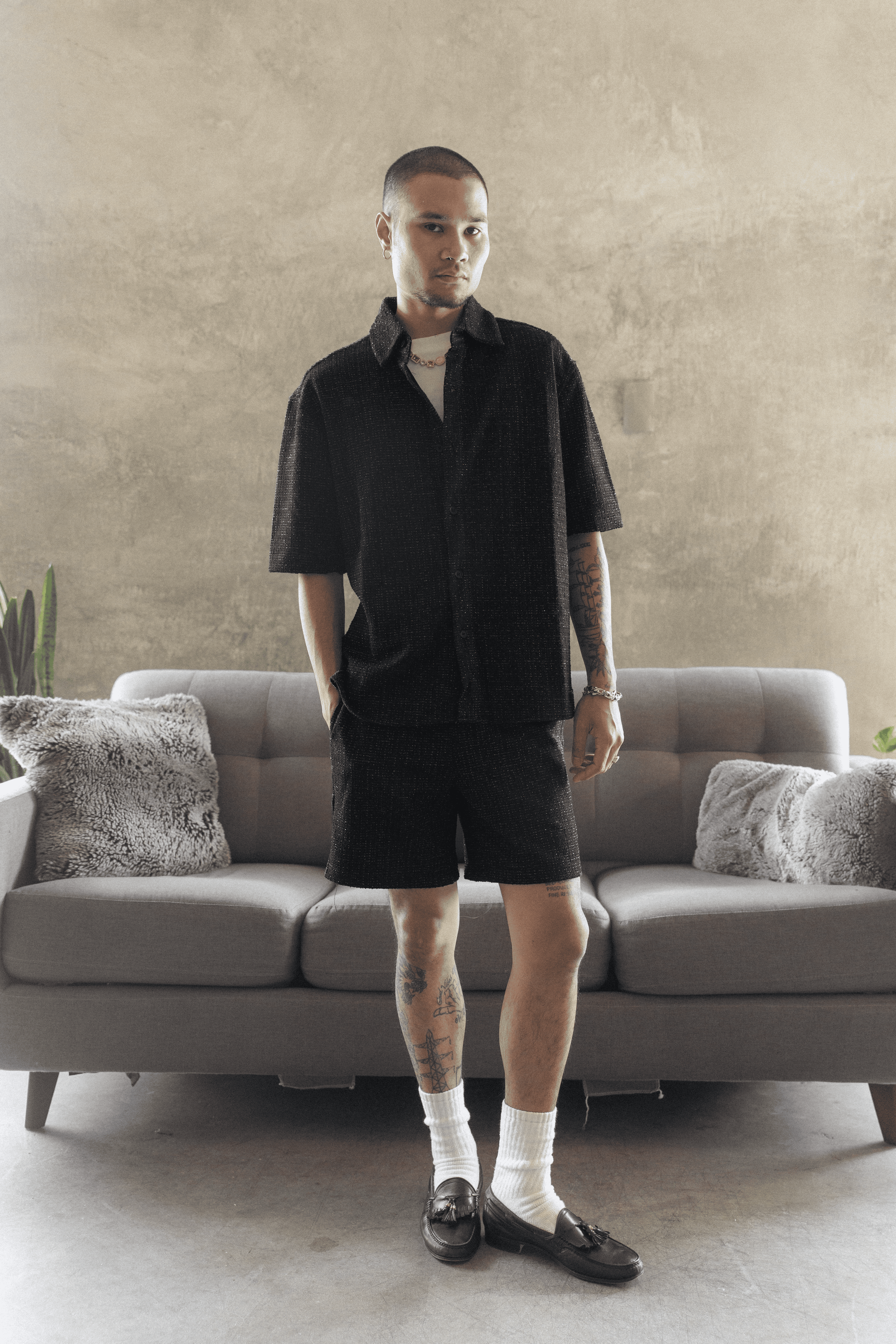 Boucle Spark Noir Button Up Shirt