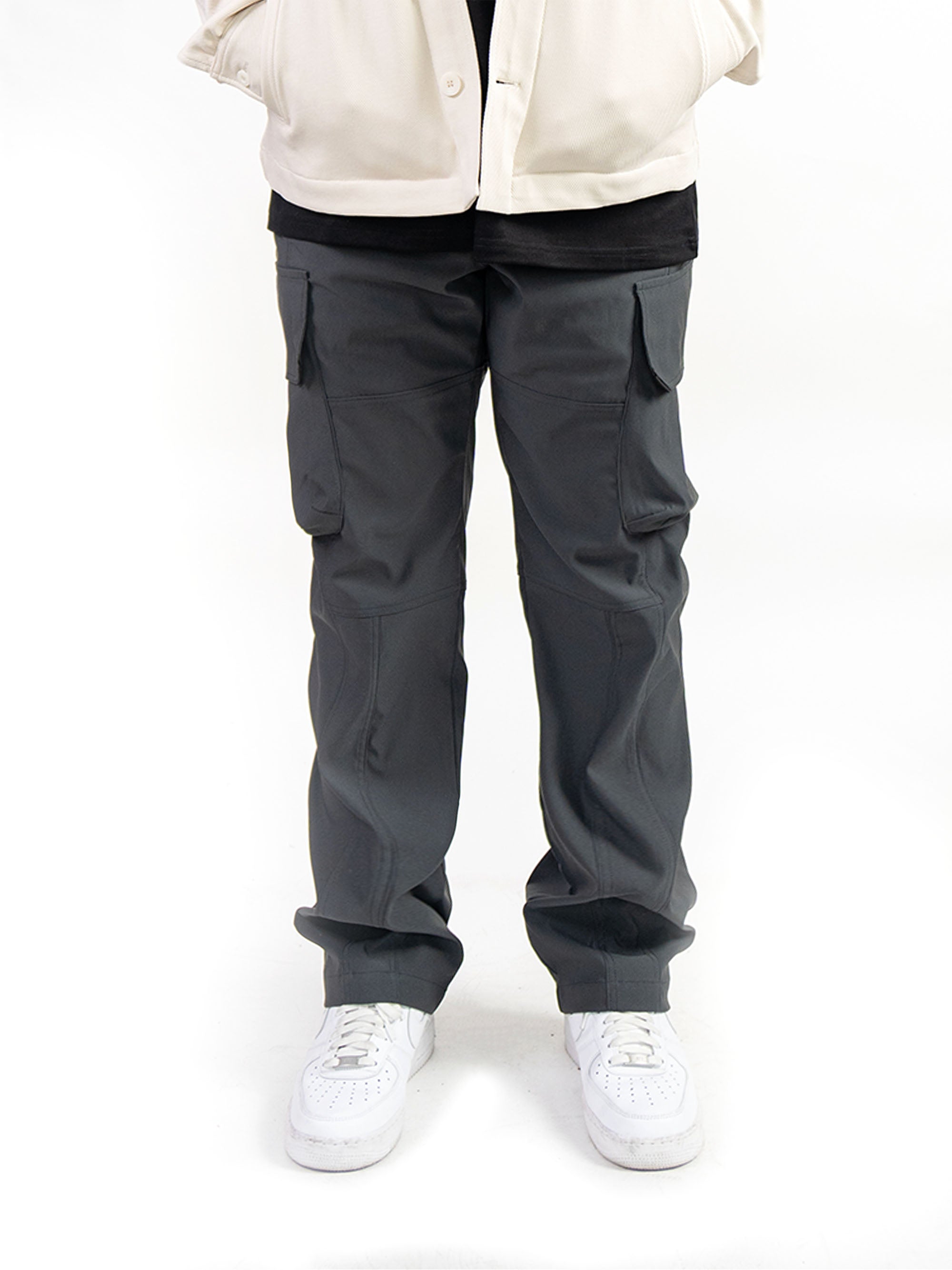 Grey Nylon Cargo Pants