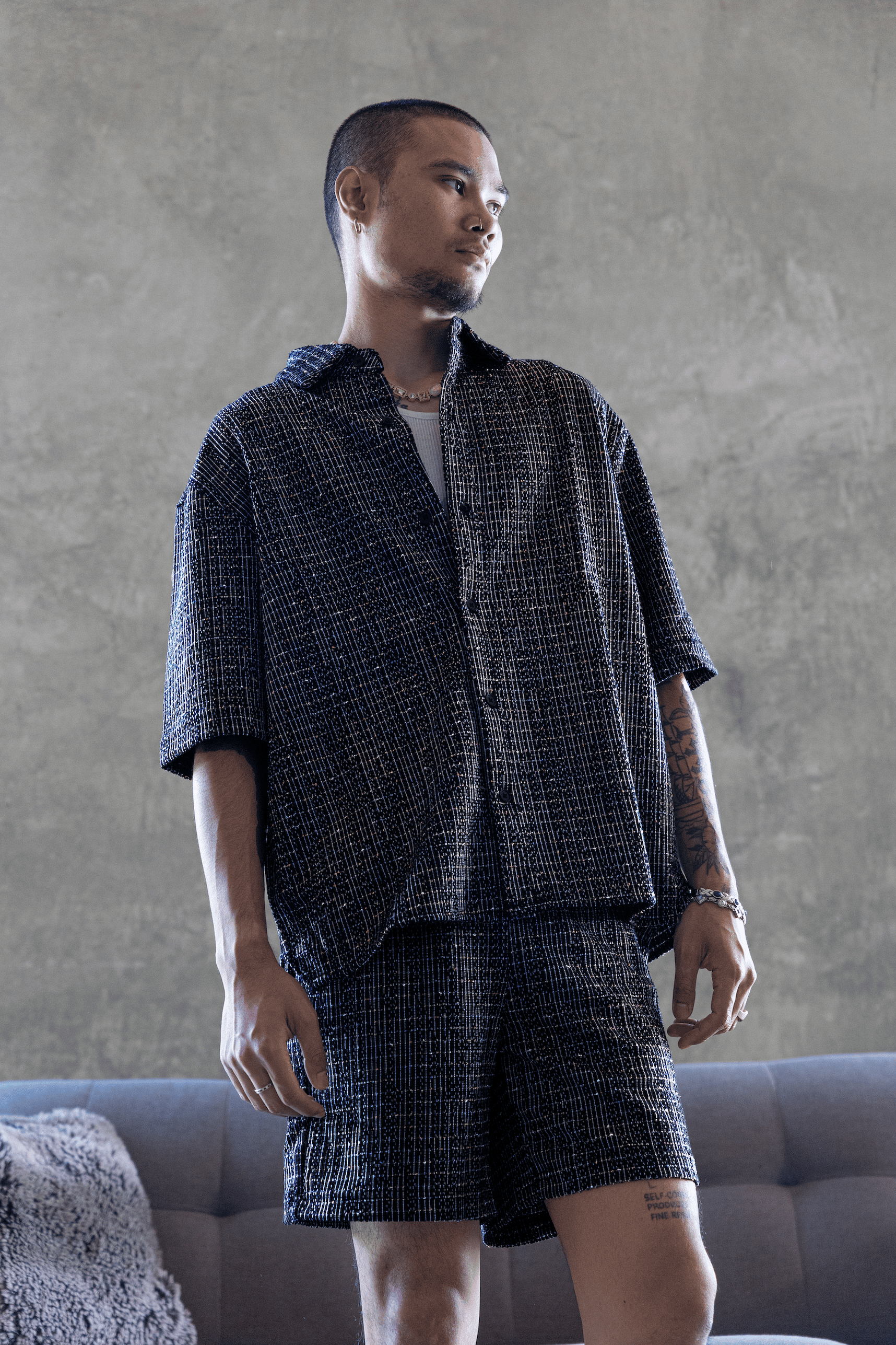 Boucle Midnight Spectrum Button Up Shirt