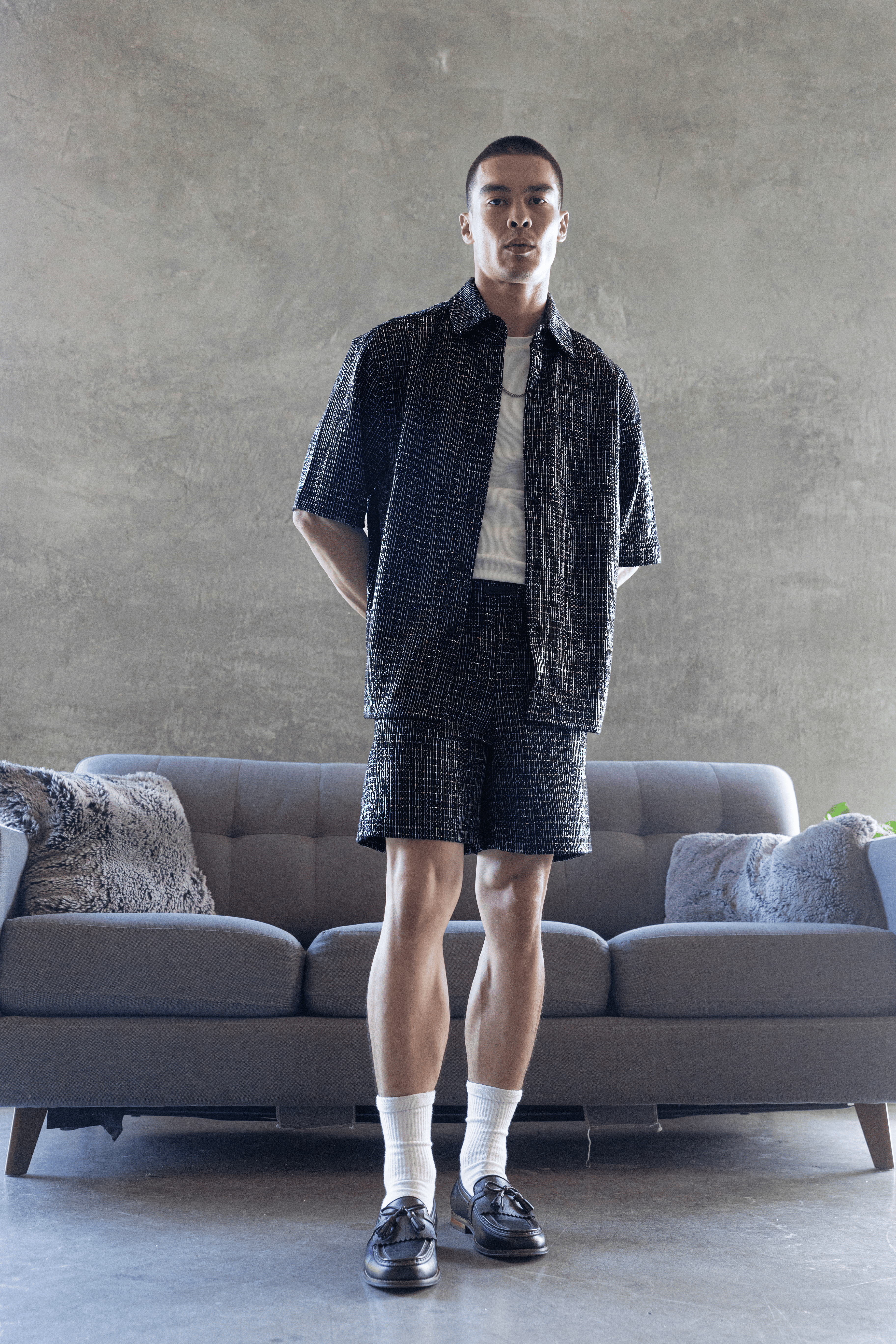 Boucle Midnight Spectrum Button Up Shirt
