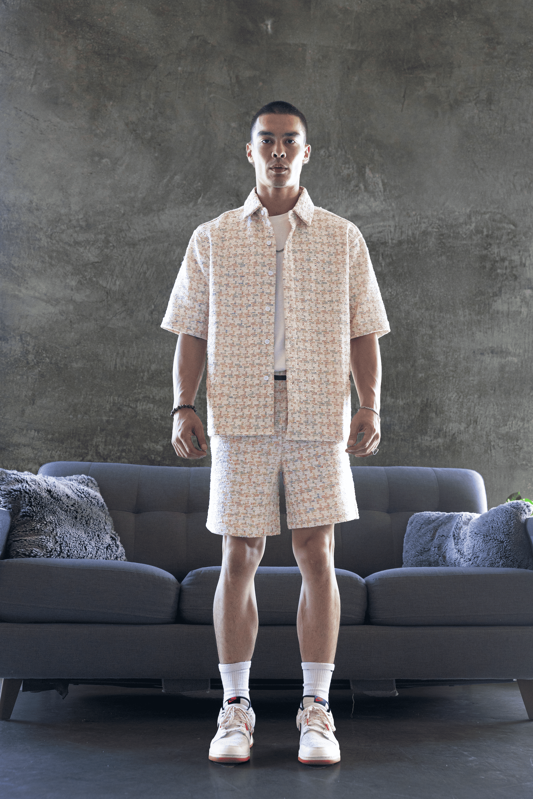 Boucle Pastel Mosaic Button Up Shirt