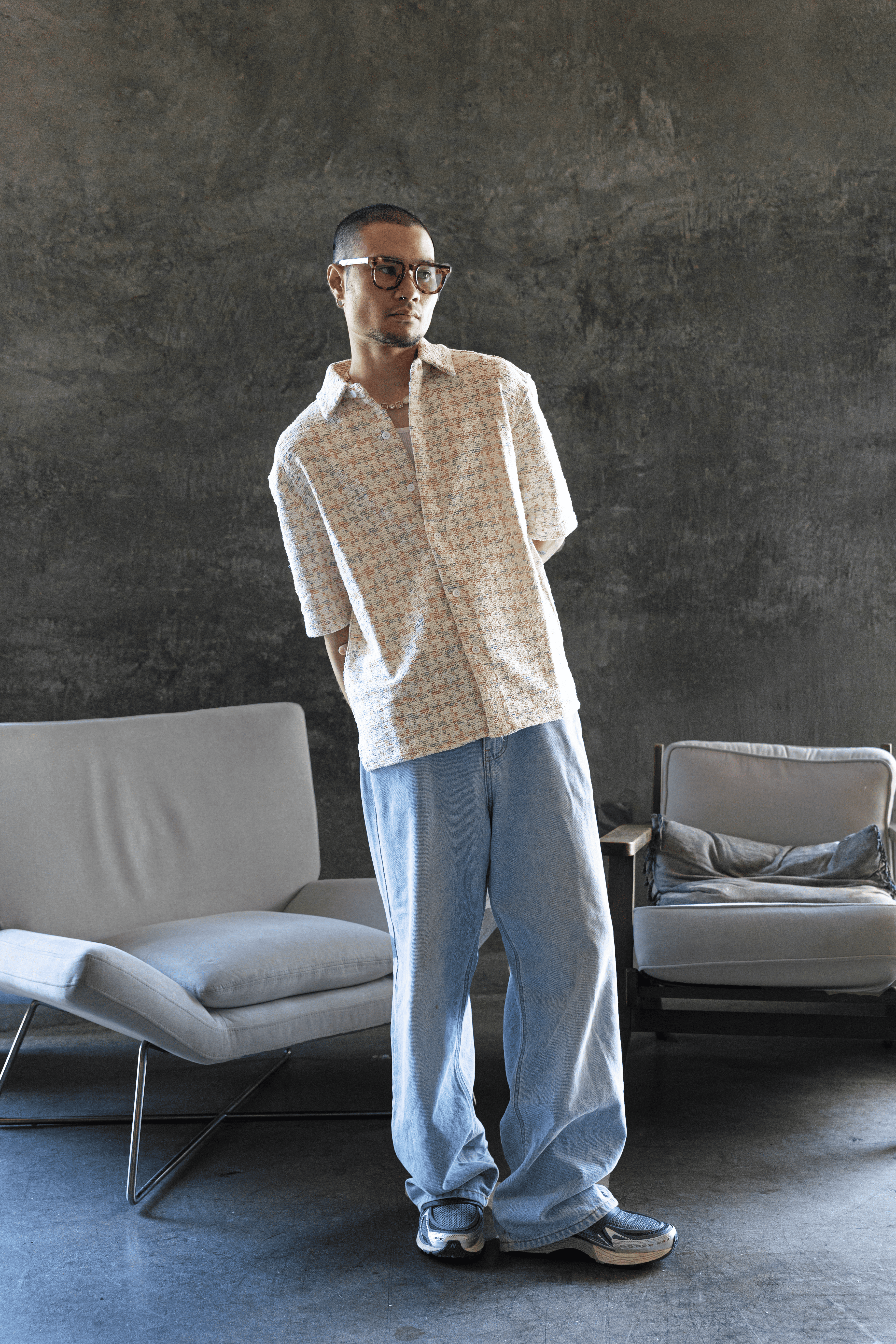Boucle Pastel Mosaic Button Up Shirt
